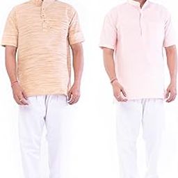 Men's Cotton Half Sleeve Kurta | Round Collar Short Kurta | Traditional Ethnic Wear Kurta for Men's Combo Pack of 2-image-22