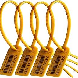 RAIBEX® Plastic Seal Security Grip Seal Tag for Courier Bag Truck Tarpaulin Container Seal E Commerce Parcel Sealing Chemical Bag ATM Cassette Vegetable Bin Sealing 12" Inches Length (Yellow 100 Pcs)-image-89
