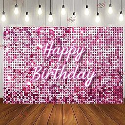 PELLISANDADI Stylish Happy Birthday Backdrop Cloth for Girls Party and House Hold Functions | 5 Feet Height * 8 Feet Width | Pink-image-78