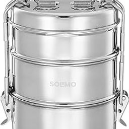 Amazon Brand - Solimo Tiffin Container with Retractive | Space-Saving Handles | Stainless Steel | 3 Compartments-picture-27