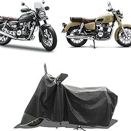ROMEIZ - Two Wheeler - Bike Cover for New 2025 CB 350 DLX Pro Bike Cover with Water-Resistant and Dust Proof Premium 190T Fabric_Grey Stripe-22