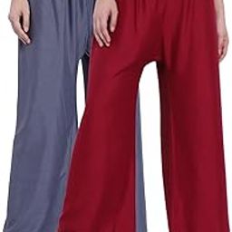 Womens Plan Rayon Palazzos Free & Plus Size Combo Set of 2 Pcs-image-57