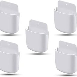 Wall Mounted Adhesive Remote Control Stand Mobile Phone Holder for Charging AC/TV Storage Box for All Smartphones| Set OF 5 White-image-89