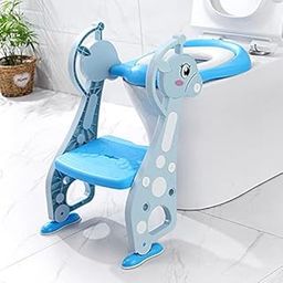BabyTeddy® Patented Baby Potty Seat Potty Chair Toilet Trainer Cushioned With ladder And Easy Grip Handle 1-8 Years Age Kid Portable Potty for Toddler Travel, Toddler Toilet with Ladder (Blue)-image-79