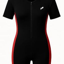JUST RIDER Unisex Swimming Suit Shorts Sleeve, Front Zip, Swimsuit for Kids-image-43