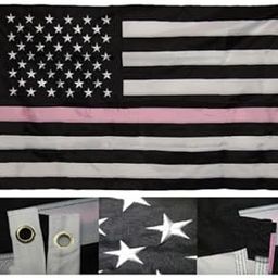 Moon Knives 3x5 Embroidered USA Thin Pink Line Breast Cancer 220D Nylon Flag 3x5 - Party Decorations Supplies For Parades - Prime Outside, Garden, Men Cave Decor Flag-image-1