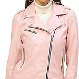 Stylish Pink Biker Jacket for Women – Soft Leather Look, All-Season Wear-image-66