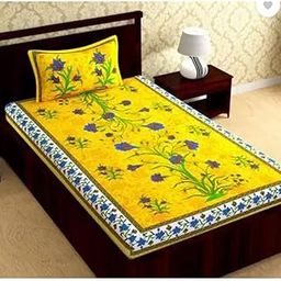 Comfortable Cotton Floral Bedsheet with One Pillow CoverETHEXLSG127YLO(WTI-SNGL-405)-image-72