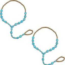 Wave Kissed' Beach Style Stretchable Free Size Barefoot Sandal Anklet Chain With Toe Ring for Women and Girls (Anklet0442) 1 Pair-image-31
