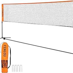 Portable Badminton Net Set, Adjustable Height Tennis Net, Kids Volleyball,Soccer Net Easy Setup Nylon Sports Net with Poles for Backyard, Indoor, Outdoor, Beach (Black/Orange, 10FT)-17