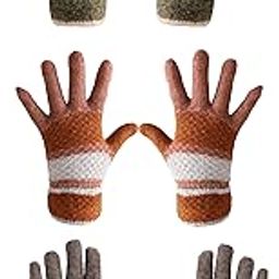 Women Woolen Gloves Full Finger Acrylic Wool Knitted WinterGloves for Girls Casual Warm Hand Gloves-image-90