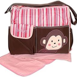 Baby Station Monkey Printed Motherbag/Diaper Bag (Pink)-34