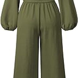 Two Piece Wide Leg Suit Long Sleeve Casual Tie Front Suit for Work,Shopping and Party (M)-image-54