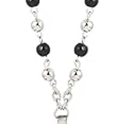 Religious Lord Divine Couple Krishna-Radha Silver Stainless Steel Pendant Chain For all Men and Women | Stylish & Fancy Necklace for All Ocassion | Black-picture-17