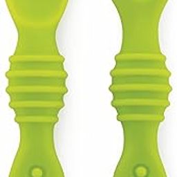BeeBaby Smushy First Stage Silicone Spoon for Feeding Baby, Dip Spoon for Baby led weaning. 100% BPA Free and Food Grade Material. 6 Months + Pack of 2 (Green)-picture-18
