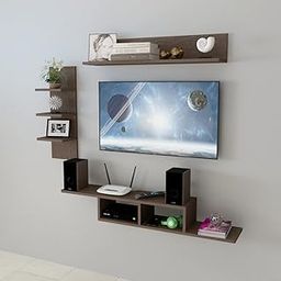 ESTANTERIA Attri Strandier Engineered Wood TV Entertainment Wall Unit (Standard, Wenge)-image-3