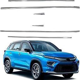 AutoMoto Car Window Lower Garnish/Chrome line Beading/Silver molding Stainless Steel Compatible with Toyota Hyryder All Model-image-72