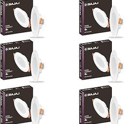 Bajaj Ivora Compact Downlight 3-in-1 Colour | 5W LED Downlight | for Smaller Spaces | Long Life of 25000 Hours (Multi Colour, Pack of 6)-32