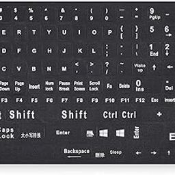 Jesra English Keyboard Stickers, with White Font Black Background for Laptop PC Computer Notebook Desktop Keyboard Alphabet Sticker-image-32