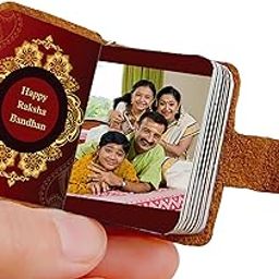 Custom Leather Photoalbum Keychain with customized Text – with 12 to 23 Photos, Gift for Sisters, Brothers, Raksha Bandhan, Birthdays, Anniversaries and more occasion-51