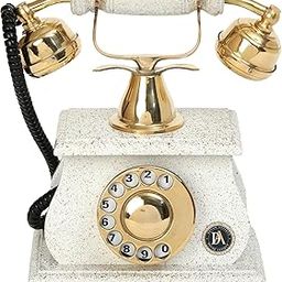 Decor Antique Made in Brass (Non Working) White Finish Wooden Decorative showpiece Telephone for only shopeace-13