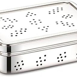 Dibha Stainless Steel Rectangle Shape Box For Kothmir/Dhaniya/Coriander Multipurpose Dabba Storage Box/Kitchen Container - Set Of 1 (800Ml, 19X13.5X6Cm) - Silver-picture-31