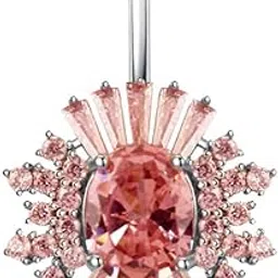 kacheeg Diamond Zircon Sunflower Belly Button Ring | Stainless Steel Navel Piercing Jewelry for Women-picture-16