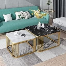 GIFTO SHOPPEE Square Coffee Table - Perfect for Home Decor & Corner Spaces | Excellent Coffee Stand Set for Cozy Living Room & Bedroom, Hallway, Cafe, (White & Golden & Black)-image-19