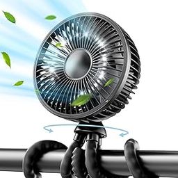 Gaiatop Baby Stroller Fan, Small Clip On Fan Portable 4000 mAh Rechargeable Personal Handheld, Battery Operated 4 Speed 360°Rotate Flexible Tripod Mini Desk Cooling Fan for Car Camping Travel-26
