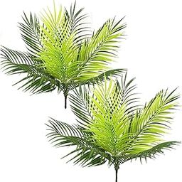 Dekorly Artificial Palm Tree, Fake Plants Plastic Greenery Tropical Shrubs Faux Leaves for Home Indoor Outdoor Decor Garden DIY Basket Planter Filler Wedding Party (Set of 2, Palm Tree)-2