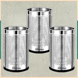 Mofna Stainless Steel Perforated Type Dustbin 7x10 Inch, 5 Liter Pack of 3 Pcs, Trash can Garbage Bin Paper Bin-image-36