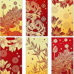 AnyDesign 48Pcs Chinese New Year Red Envelopes 6 Classic Design Red Gold Hong Bao Lotus Peony Floral Spring Festival Lucky Money Pocket for Party Wedding Chinese Lunar Year Supplies-image-5