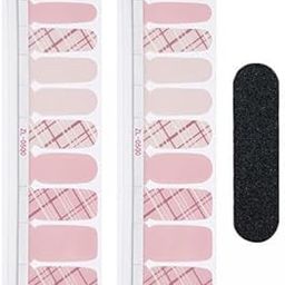ATORSE 4xSemi Cured Gel Nail Strips for Women Easy to Apply and Remove with Nail File-image-48