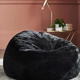INSTER Fur Bean Bag Sofa Couch Cover Without fillers/Faux Fur Lounge Chair Without Filled Bean Bag Cover for Living Room with Soft Peaceful Comfort (XXXXL Size Bean Bag Fur) (Fur-Black)-picture-20