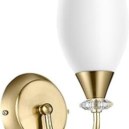 wipro BeuHome Single Wall Light BW06 | Premium Indoor Decorative Light with White Frosted Glass | Contemporary Sleek Design | Surface Mounted Classic Wall Light | E27 (1H, Brush Bronze)-picture-17