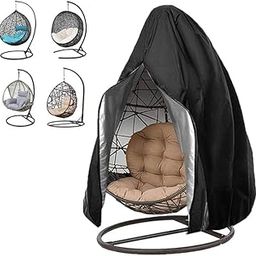 Polyester Patio Hanging Durable Lightweight Waterproof Egg Swing Dust Protector Cover with Zipper Fits Most Outdoor Single Swing (Black)-image-89