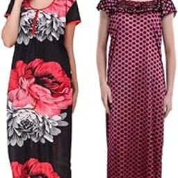 New Satin Designcolor Nightdress Nighty for Women & Girls- Pack of 2-image-15