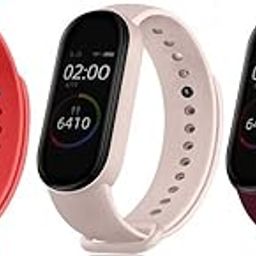 Qai Soft Silicone Replacement Combo Pack of 3 Band Strap Compatible with Xiaomi Mi Band 5 / Mi Band 6 (CHIP/Device NOT Included) (RED/Baby Pink/Whine)-image-46