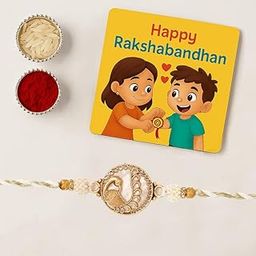 The Purple Tree Raksha Bandhan Peacock Rakhis with Fridge Magnet Gift Combo for Brother (Pack of 1 Rakhi, Magnet and Roli chwal) Best Rakhi Gift for Brother-image-29