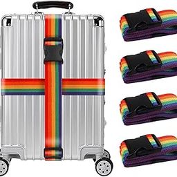 Ayssny Luggage Straps for Suitcases, Heavy Duty Adjustable Luggage Straps Suitcase Belts with Name ID Card, Wide Travel Accessories Packing Straps(4 Pack)-56
