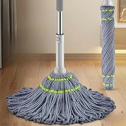 Zelistick Microfiber Floor Cleaner, Self-Twisting with Metal Handle, Twist Mop, Hands-Free Dry & Wet Floor Cleaner, Quick Rinse & Dry Design, Microfiber Absorbent, Commercial Home Cleaning Tool (Grey)-image-18