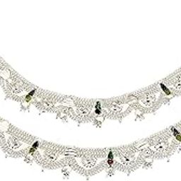 Anklet Latest Stylish Silver Plated & American Diamond Handmade Work Fashion Designer Traditional Jewelry for Womens Girls-image-2