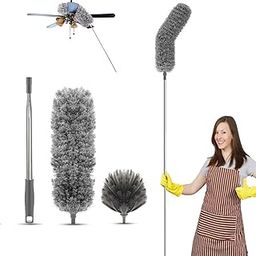 2 in 1 Long Handle Microfiber Feather Ceiling Duster for Dust Cleaning with extendable Pole 30-100 Inch with Anti Scratch Bendable Head for Cleaning High Cobweb Stick high Ceiling Fan Mop-image-49