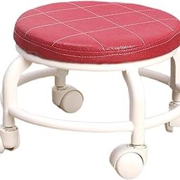 ARTISOUL® Low Roller Round Seat Footrest Small Sturdy Swivel Chair for Red | Furniture | Benches & Stools-image-10