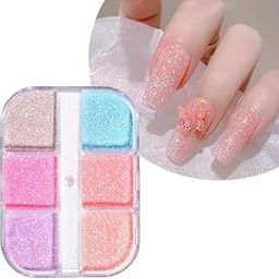 S.A.V.I Luminous Glow in Dark Nail Powder - 6 Grids Box, Sugar Glitter Art Decoration for DIY Manicure-picture-35