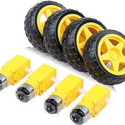 SP 4 Duel Shaft Bo Motor 150 Rpm With Wheel, Black and Yellow DC Electric Motor 3-6V Dual Shaft Geared TT Magnetic Gearbox Engine with Toy Car Tire Wheel (4 Wheels and 4 Gear Motor)-picture-13