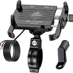 GRAND PITSTOP Mobile Holder for Bikes, Motorcycle, Scooter, Bicycles, Claw Jaw Grip with Charger Bike Mobile Holder, Aluminium Holder for Maps and GPS Navigation & 360° Rotation Phone Mount-Black-image-11