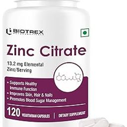 Biotrex Zinc Citrate Supplement With High Purity, Supports Healthy Skin, Hair & Nails, Immune Health - 120 Veg Capsules-image-15