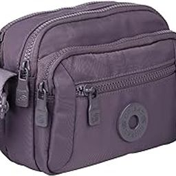 Compact Crossbody Shoulder Bag for Women, Multi-Pocket Nylon Travel Handbag Messenger Purse, Adjustable Strap, Zipper Closure, Lightweight, Waterproof, Everyday Use (Elephant Grey)-image-16
