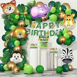 Party Propz Jungle Theme Birthday Decoration - 85 Pcs Animal Theme Birthday Decorations, Huge Animal Balloons, Jungle Safari Theme Birthday Decoration Items For Kids, Birthday Decoration Kit-15